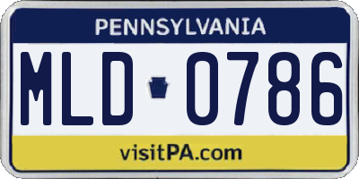 PA license plate MLD0786