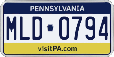 PA license plate MLD0794