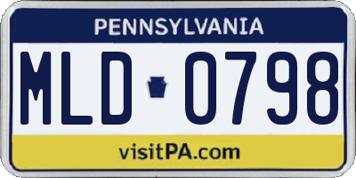 PA license plate MLD0798