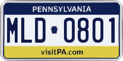 PA license plate MLD0801