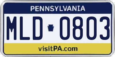 PA license plate MLD0803