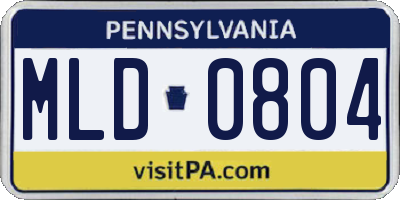 PA license plate MLD0804