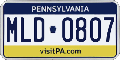 PA license plate MLD0807