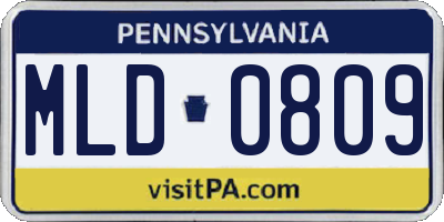 PA license plate MLD0809