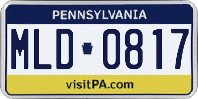 PA license plate MLD0817