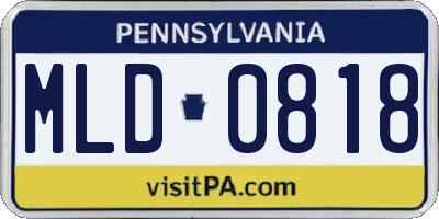 PA license plate MLD0818