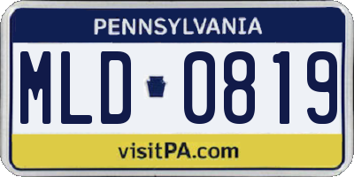 PA license plate MLD0819