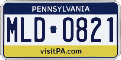 PA license plate MLD0821