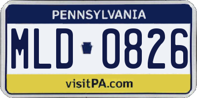 PA license plate MLD0826