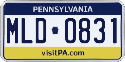 PA license plate MLD0831