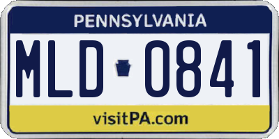 PA license plate MLD0841