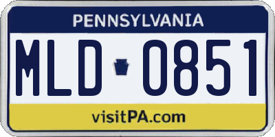 PA license plate MLD0851