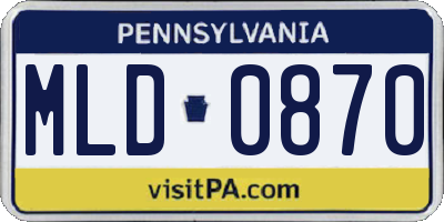 PA license plate MLD0870