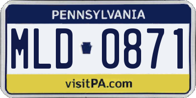 PA license plate MLD0871