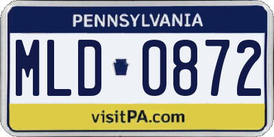 PA license plate MLD0872