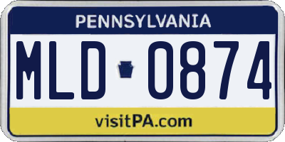 PA license plate MLD0874