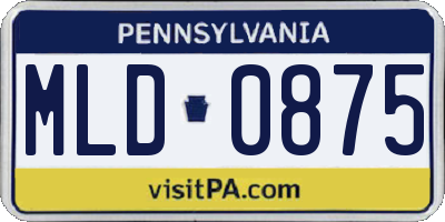 PA license plate MLD0875