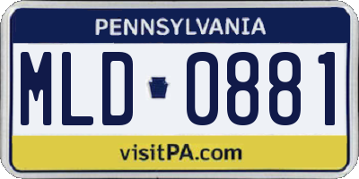 PA license plate MLD0881
