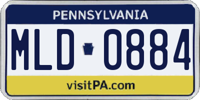 PA license plate MLD0884