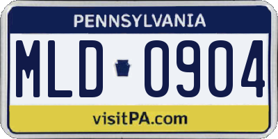 PA license plate MLD0904