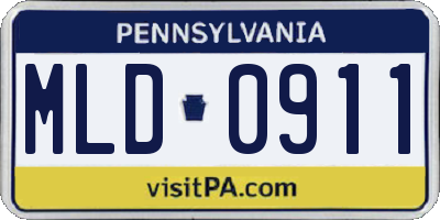 PA license plate MLD0911
