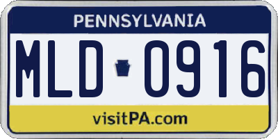 PA license plate MLD0916