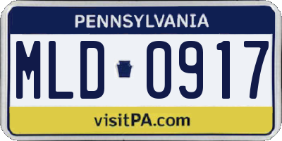 PA license plate MLD0917