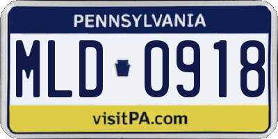 PA license plate MLD0918
