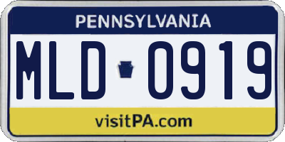 PA license plate MLD0919