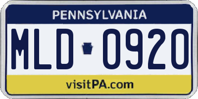 PA license plate MLD0920