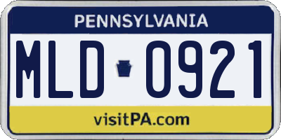 PA license plate MLD0921