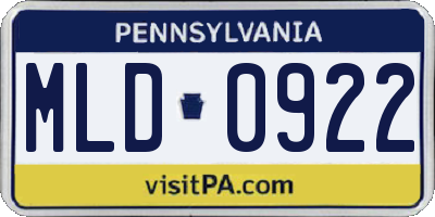 PA license plate MLD0922