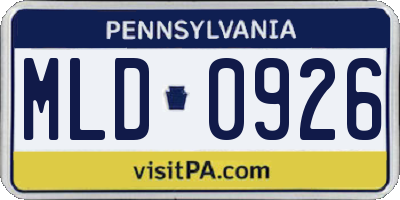 PA license plate MLD0926