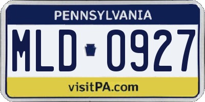 PA license plate MLD0927