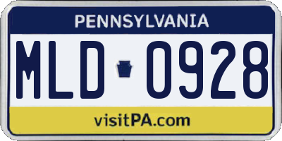PA license plate MLD0928
