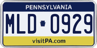 PA license plate MLD0929
