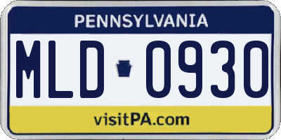 PA license plate MLD0930