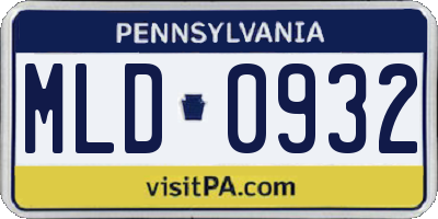PA license plate MLD0932