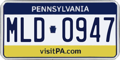 PA license plate MLD0947