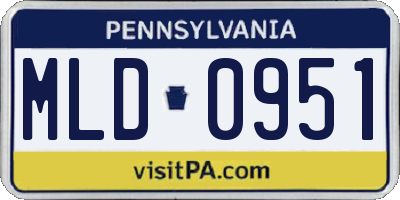 PA license plate MLD0951