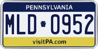 PA license plate MLD0952