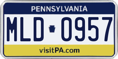 PA license plate MLD0957