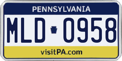 PA license plate MLD0958