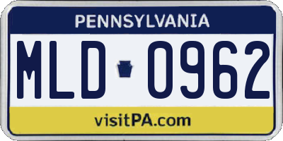 PA license plate MLD0962