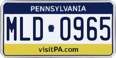 PA license plate MLD0965