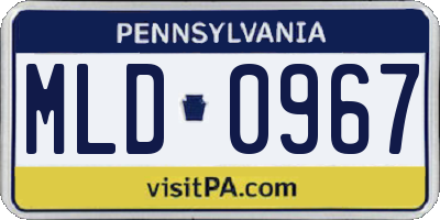 PA license plate MLD0967