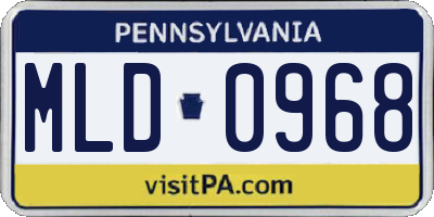 PA license plate MLD0968