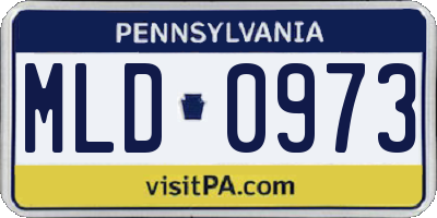 PA license plate MLD0973