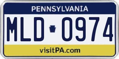 PA license plate MLD0974