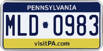 PA license plate MLD0983